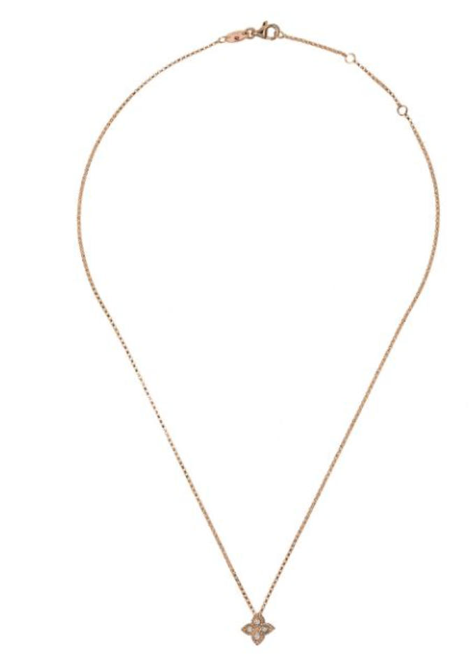 18kt rose gold Princess Flower diamond pendant necklace