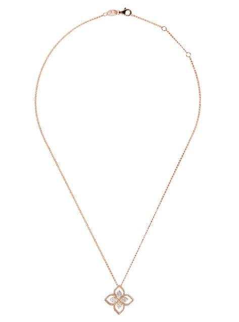 18kt rose gold Princess Flower diamond pendant necklace