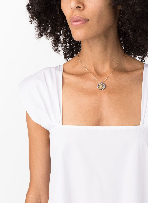 18kt yellow gold  sapphire pendant necklace