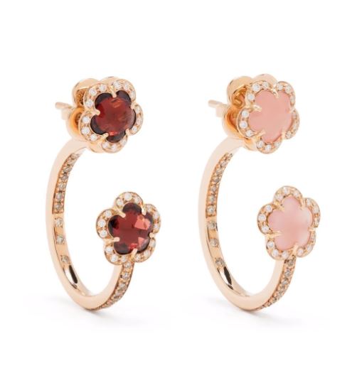 18kt rose gold  Figlia dei Fiori diamond hoop  earrings