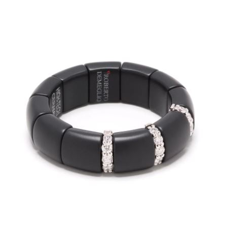 18kt white gold, black ceramic and diamond ring