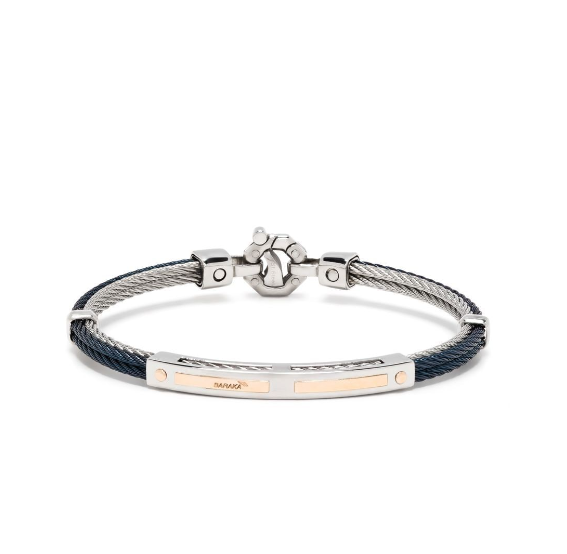 diamond-detail logo plaque bracelet