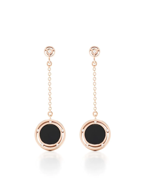 aretes colgantes D. Side en oro rosa de 18kt con ónix 