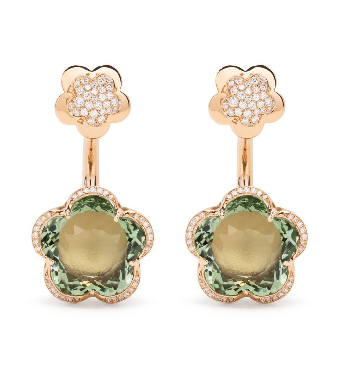 18kt rose gold Ton Joli prasiolite and diamond earrings