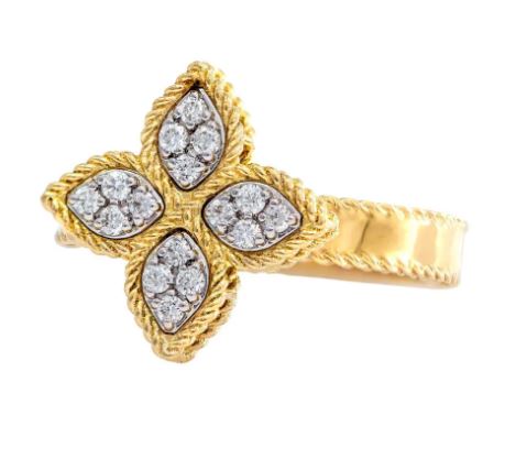 18kt yellow gold Princess Flower diamond ring