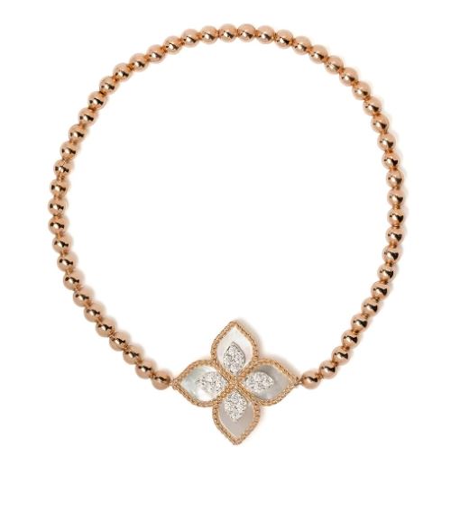 pulsera Princess Flower en oro rosa de 18kt con nácar y diamantes 