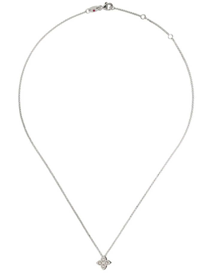 18kt white gold diamond Princess Flower necklace