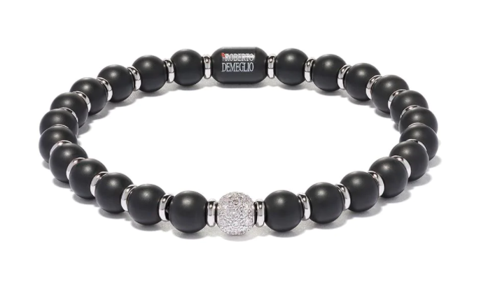 18kt white gold, black ceramic and diamond Sfera bracelet