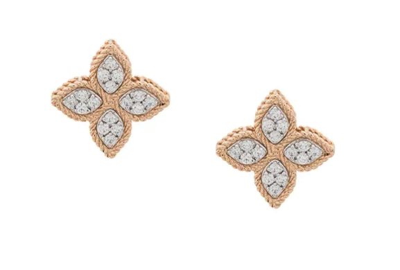 18kt rose gold Princess Flower diamond earrings