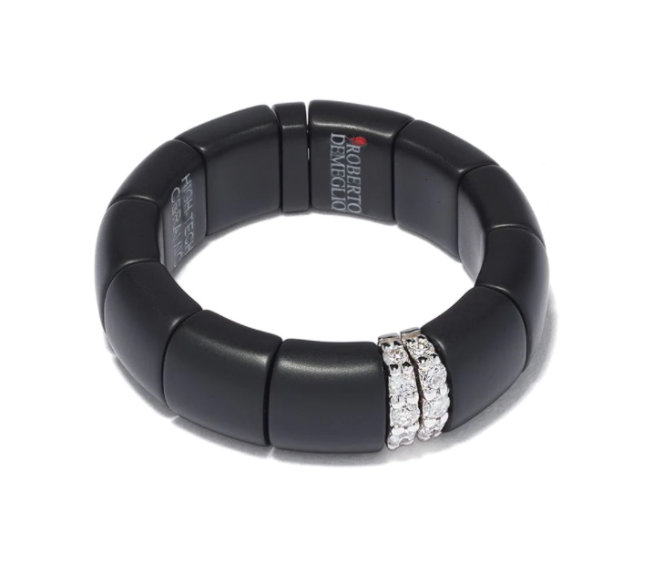 18kt white gold, diamond and black cermaic Pura ring