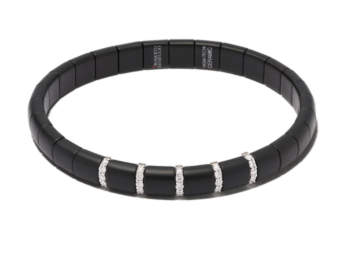 18kt white gold, diamond and black ceramic Domino bracelet